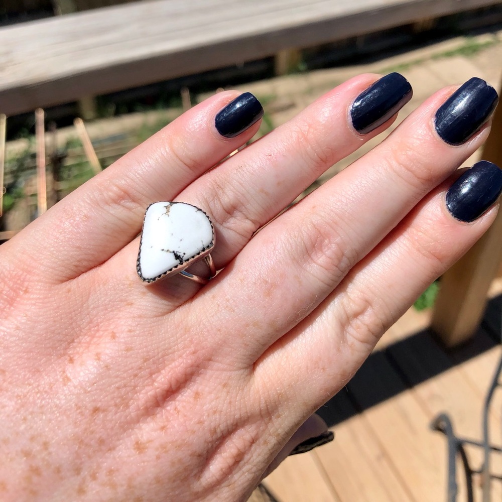 Sterling silver white turquoise ring